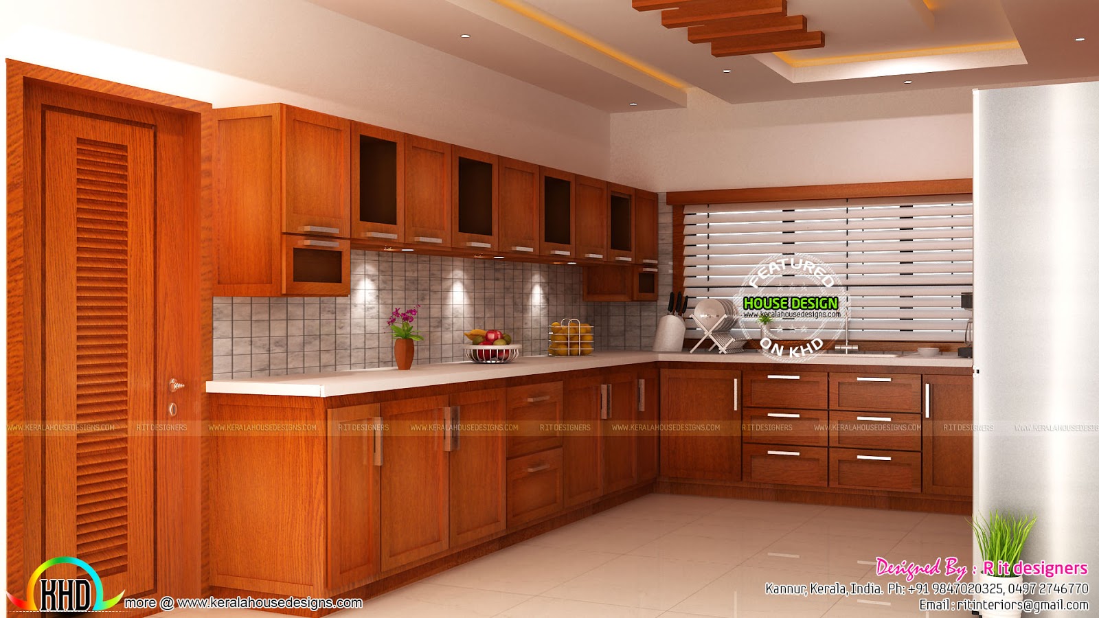 Modular kitchen, living and bedroom interior - Kerala home ...