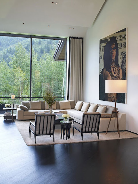 White furniture in living room of Aspen Residence by Stonefox