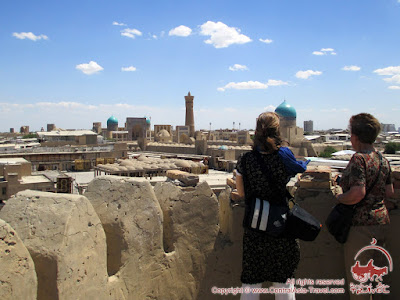 Vistas de Bujará desde la fortaleza Ark, Uzbekistán, Asia Central