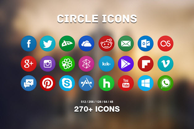 Circle social 270+ icon pack 