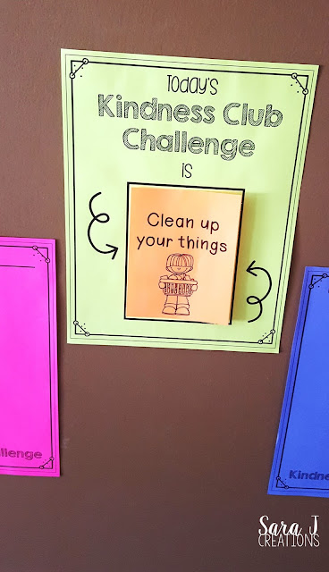 El Kindness Club Challenge es una manera fácil de enfocarse en formas de ser amable.  Esto se puede usar en casa o en el aula para enseñar amabilidad y comportamiento positivo a los niños pequeños.  