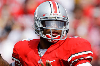 Terrelle Pryor has 'Vick' on the eye black beneath his left eye.  The other one says 'Mika' his sister's name