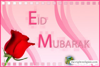 happy eid card with red rose wishes