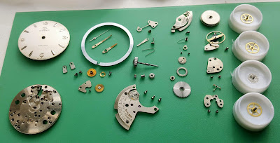 Watch deconstructed and ready for cleaning