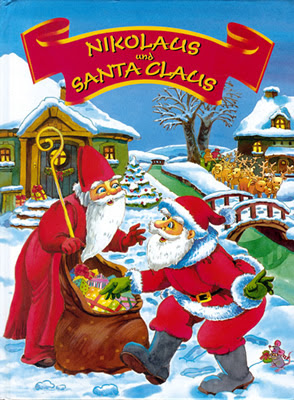 Photo of Santa Claus and Saint Nickolas wishing Merry X'Mas