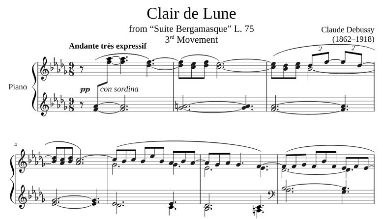 Piano Sheet Music Debussy Clair De Lune Piano Sheet Music Pdf