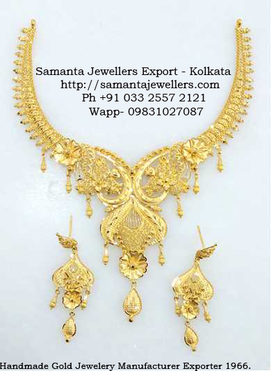 Light Weight Bengali Necklace Designs, fancy katai work bengali design, samanta jewellers designs,