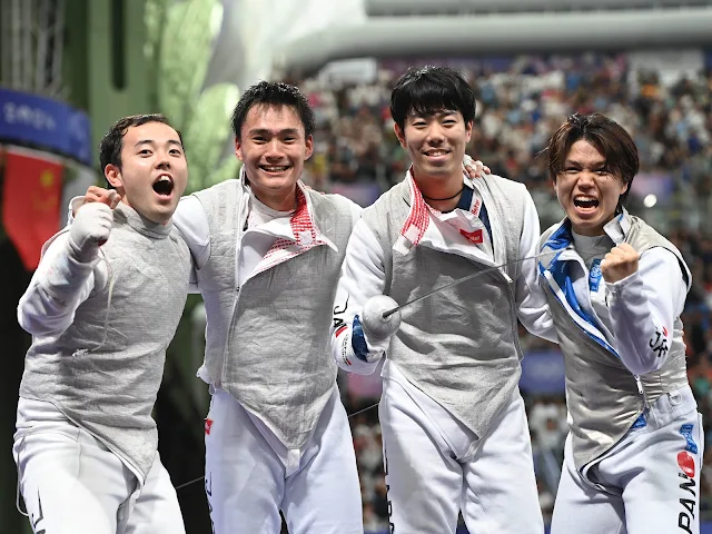 Japão ganha a disputa por equipes do Florete masculino na Esgrima em Paris