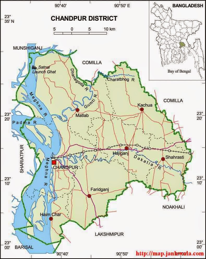 chandpur zila map of bangladesh