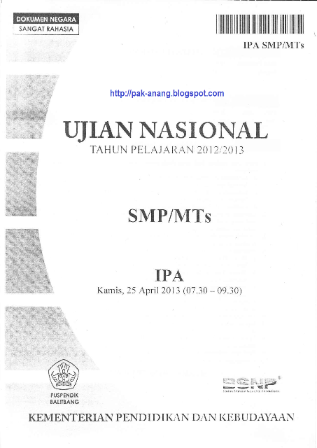 Naskah Soal Un Ipa Smp 2013 Paket 1