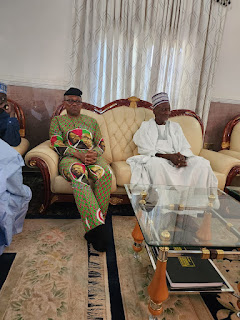 Obi and Datti with HRH Alhaji Abubakar Isa Ahmadu, the Emir of Mubi