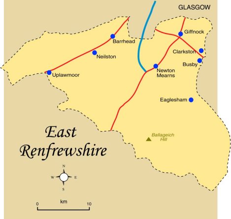 Map of East Renfrewshire Province Area