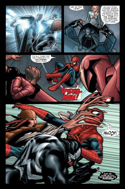 Spiderman beaten by Lady Deathstrike and Ironman fighting Luke Cage