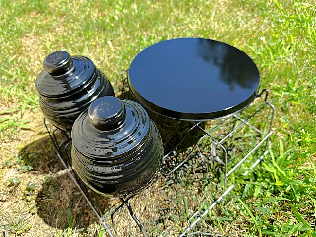 black spray painted jars