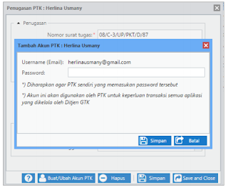 Tambah/Ubah  Akun  PTK  (username/password)  untuk  Akses  Layanan  Kementerian.