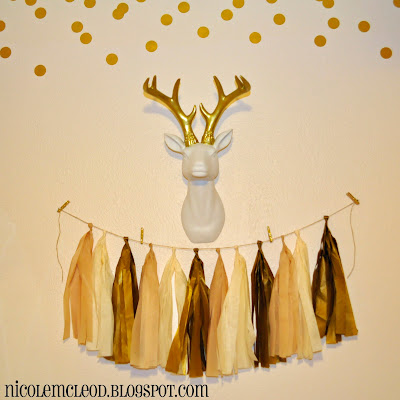 blush pink and gold baby girl nursery baby deer spotted fawn bambi chic sweet soft light pink deer bust metallic gold confetti wall decal banner custom name white changing table fabric decal gallery wall art print antlers wood wooden bust tissue tassel garland antique mood board design crib sheets bedding changing pad cover boppy pillow case figurines
