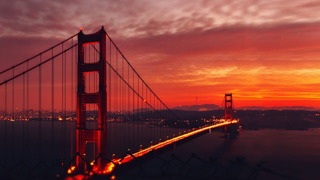 Golden Gate Bridge, Night City, Lights