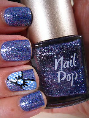 Nail-art-Dazzle-Nail-Pop-Purple-Lilac-Glitter-Blue-Bow