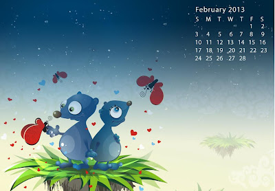 February Wallpapers Calendar 2013