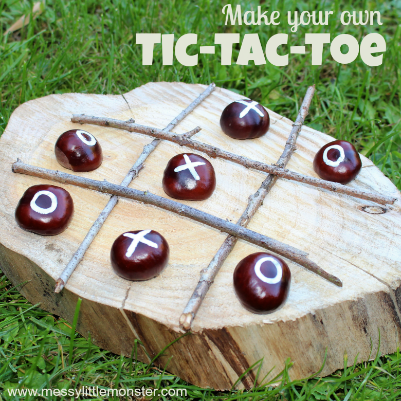 Making your own DIY Tic-Tac-Toe game is such a fun nature craft for kids! Follow our easy instructions to make your own naughts and crosses backyard games