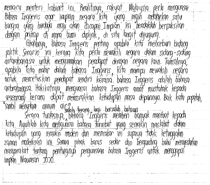 Contoh Karangan Bahasa Inggeris - Hontoh