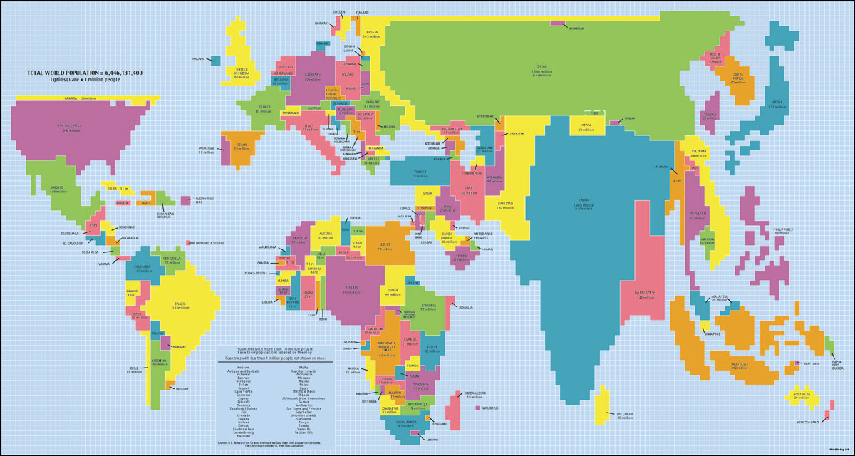 world map countries labelled