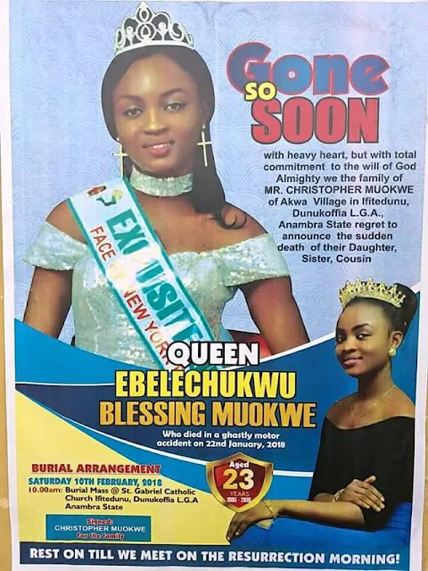 Photos: 23-year-old Nigerian beauty queen killed in ghastly motor accident