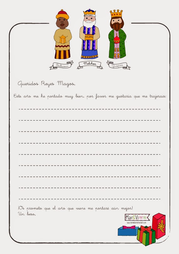 Carta a los Reyes Magos para imprimir