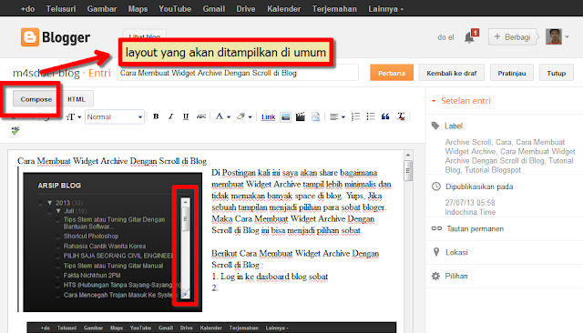 Cara Membuat Post dan Fungsi Tool di Blog