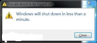 shutdown message displayed windows