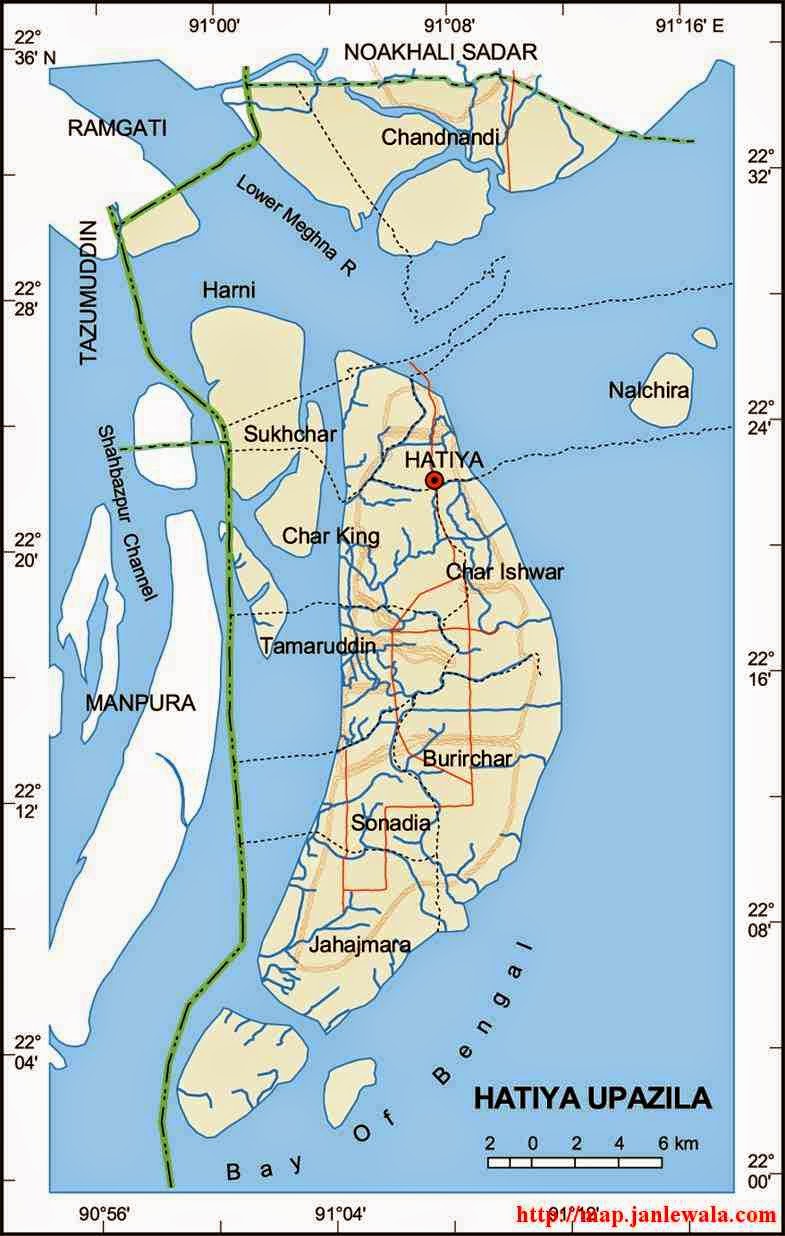 hatiya upazila map of bangladesh