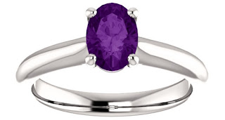 Ladies White Gold Oval Amethyst Solitaire Ring