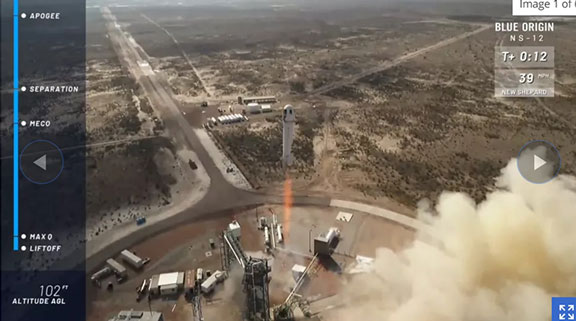 Blue Shepard test vehicle launches from facility near Van Horn, Texas (Source: space.com)