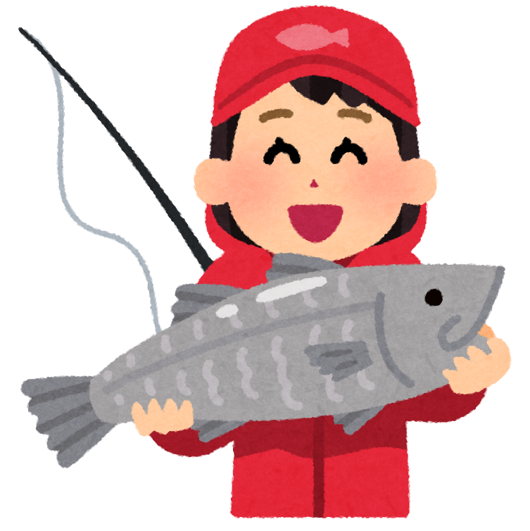 魚を釣った人のイラスト 女性 かわいいフリー素材集 いらすとや