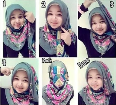 cara memakai cadar dari kerudung pashmina