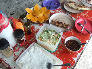 Photo of barbequed lunch on the beach