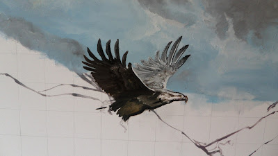 Work in Progress, Sketch on canvas. Source shows close up of Flying eagle 