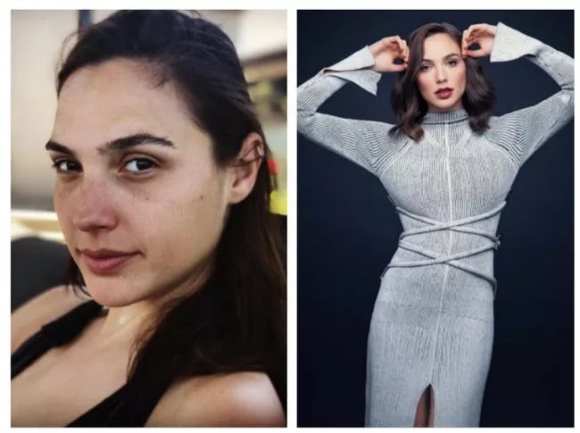 24 Pictures Of Famous Women With And Without Makeup - Gal Gadot