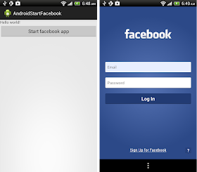 Start facbook app by startActivity(intent)