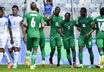 Nigeria celebrate goal against Honduras