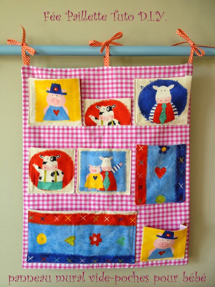 Les Astuces De Fee Paillette Tuto Couture Facile Diy Coudre Un Panneau Mural Vide Poches Pour Bebe