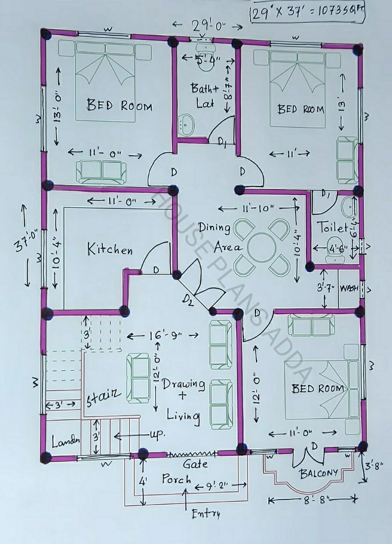 29×37 house plan