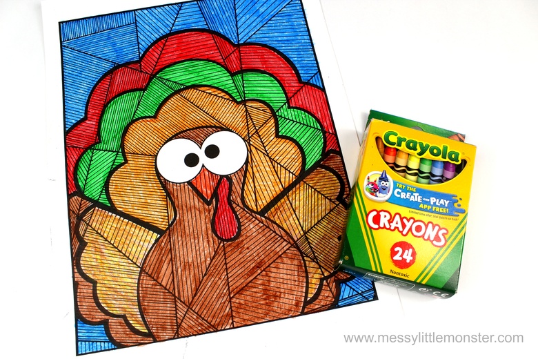 coloring page of a turkey - thanksgiving craft for kids