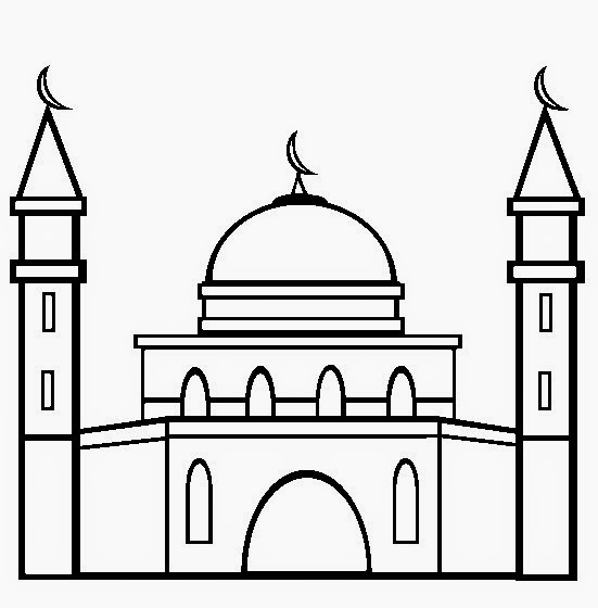 sketsa mewarnai masjid Dunia Putra Putri