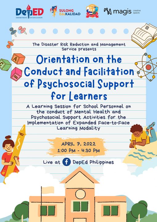 DepEd DRRMS Free National Webinar for Teachers on Orientation on the Conduct and Facilitation of Psychosocial Support for Learners | April 7, 2022 | How to Join? Read here!