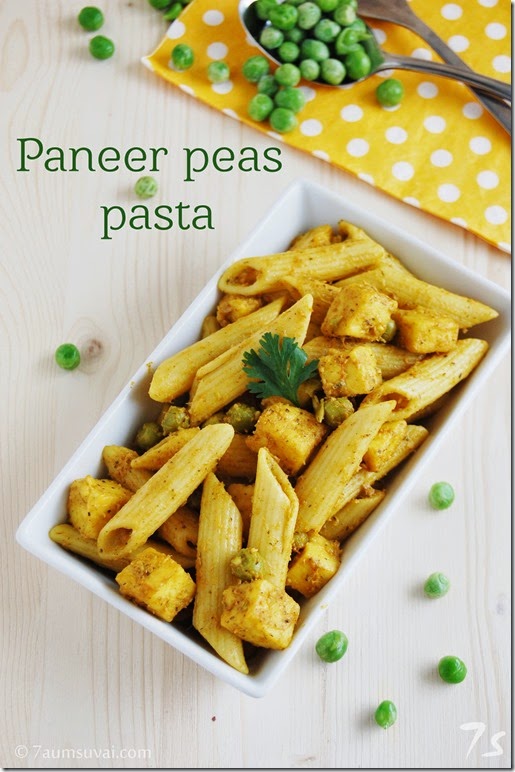 Paneer peas pasta