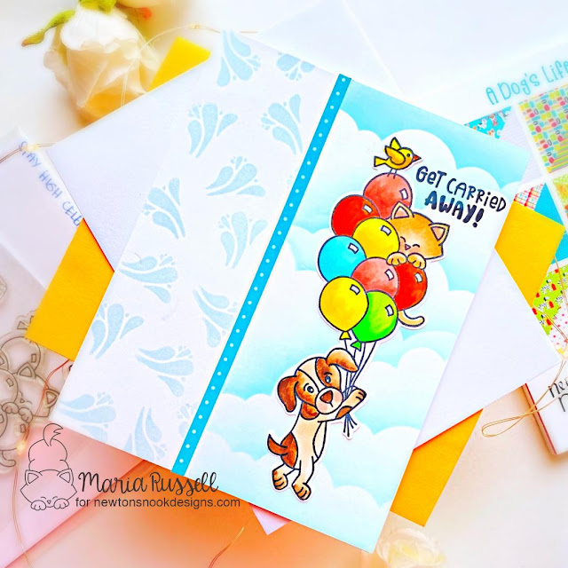 Get Carried Away Card by Maria Russell | Sky High Celebrations Stamp Set, A Dogs Life Paper Pad and Tranquil Tides Stamp Set by Newton's Nook Designs #newtonsnook #handmade