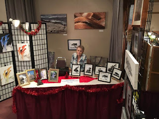 image Peggy Cracknell November 2016 Kawartha Lakes Artist with Fine Art Canvases at Fall Artisan Show