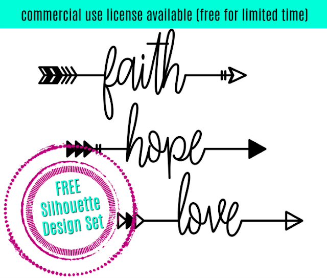 Download Free Silhouette Design Set Faith Hope Love Arrows Silhouette School
