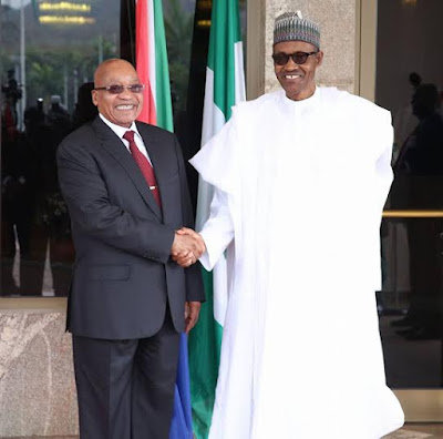 President Buhari of Nigeria and President Zuma in Abuja Nigeria